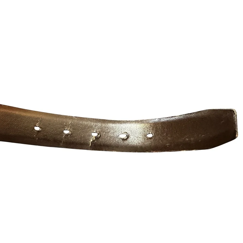 Vintage Corvette Belt Brown Leather Automotive‎ Car Emblem Novelty Buckle Mens